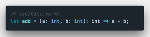 Modul Calc dengan fungsi add, dengan type annotation