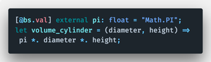 Menggunakan fungsi Math.PI JavaScript dan digunakan di Reason.